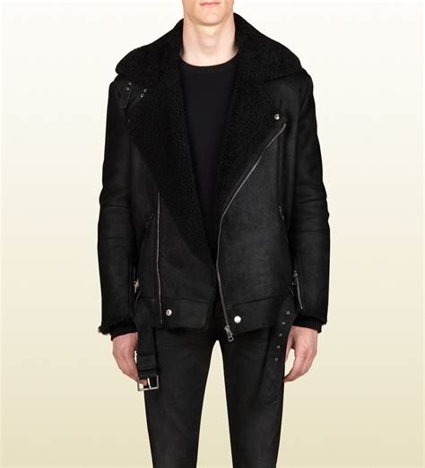 mens gucci print jacket|gucci shearling jacket for men.